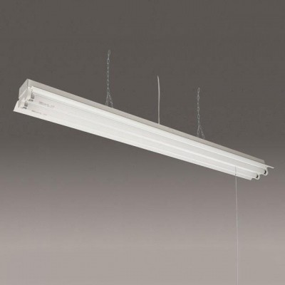 蛍光灯ベースライト 両反射笠付形 FHF32形×2灯 プルスイッチ付(電源プラグ+吊り下げ用チェーン300mm付属)