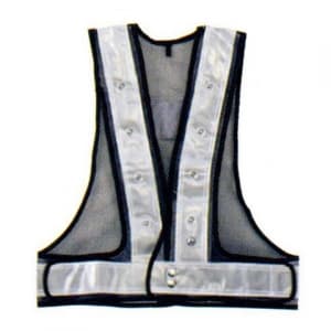 フラッシュセーフティーベスト(6cm巾) 着丈:前62×後60cm ウエスト/110〜130cm 紺生地×シルバーテープ サイズ:フリー