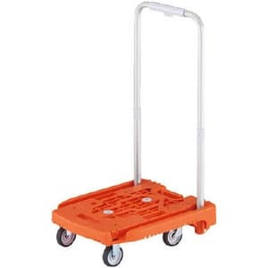 小型樹脂製運搬車 《アイドルキャリー weego》 PULLタイプ 伸縮式折りたたみハンドルタイプ オレンジ