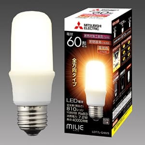 LED電球 《MILIE ミライエ》 T形全方向タイプ 一般電球形 60W形相当 全光束810lm 電球色 E26口金