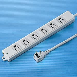 工事物件タップ L型プラグ 3P・6個口・3m 抜け止めタイプ マグネット付 エココード(エコケーブル)採用