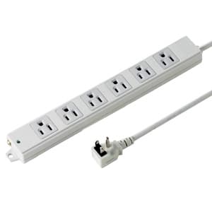 工事物件タップ L型プラグ 3P・6個口・5m ノーマルタイプ マグネット付 エココード(エコケーブル)採用