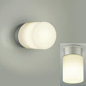 LED浴室灯 電球色 非調光タイプ E17口金 白熱灯60Wタイプ 防雨・防湿形 天井・壁付兼用 シルバー塗装