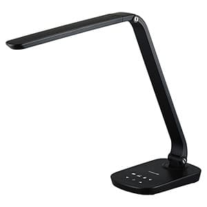 LEDデスクライト 昼光色〜電球色 光束600lm 4モードワンタッチ調色・無段階調光機能付 USB電源端子付 黒