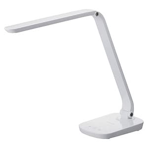 LEDデスクライト 昼光色 光束580lm 無段階調光機能付 USB電源端子付 白