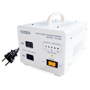 降圧変圧器 《トロイダルトランス》 イギリス・シンガポール・炊飯器対応 AC100V 定格容量1500W 安全装置付