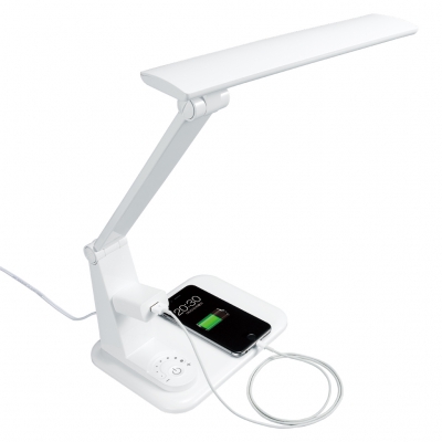 調光機能付 7W LED学習スタンド コンセント付 ホワイト