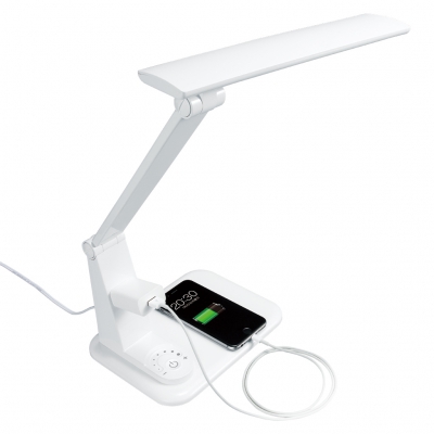 調光機能付 10W LED学習スタンド コンセント付 ホワイト