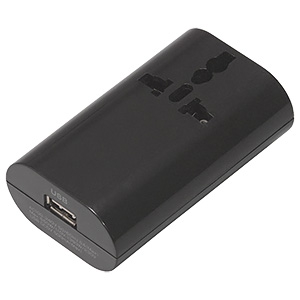 海外用マルチ変換プラグ 2個口+USB1ポート A・C・O・BF・SEタイプ対応 USB出力1A ブラック