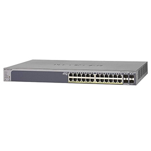 スマートスイッチ 1000BASE-T 24ポート SFP 4スロット レイヤー2+ PoE+(30W) ラックマウントキット付