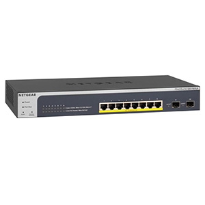 スマートスイッチ 1000BASE-T 8ポート SFP 2スロット PoE+(30W) レイヤー2+ ラックマウントキット付